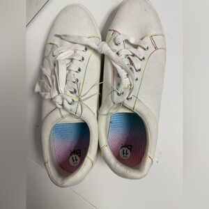 BP White Canvas Sneakers with Colorful Stitching Never Worn Women’s 11 Men’s 9